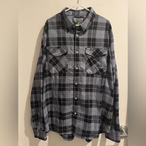 Dixxon Flannel V-Twin Visionary Gray Black  Plaid D-Tech Mens Size Tall 2XL
